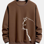 Cat Silhouette Print Relax Fit Sweatshirt