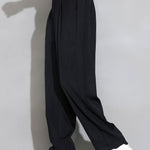 Relax Fit Elastic Waist Straight Leg Trousers