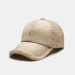 Embroidery Letter Plush Warm Baseball Cap
