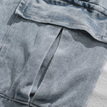 Elastic Waist Relax Fit Straight Leg Cargo Jeans