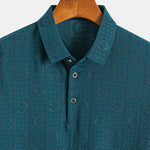 Short Sleeve Knitted Letter Textured Polo