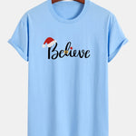 Regular Fit Christmas Believe Print Cotton T-Shirt