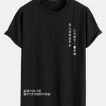 Japanese Slogan Print Cotton Arc Hem T-Shirt