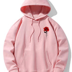 Rose Print Cotton Blend Hoodie & Jogger Pants