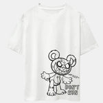 Slogan Cartoon Bear Print Drop Shoulder Oversize T-Shirt