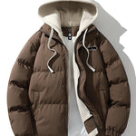 Contrast Zip Up Hooded Puffer Coat