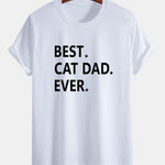 Regular Fit Best Cat Dad Ever Print Cotton T-Shirt