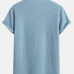 Knitted Waffle Arc Hem T-Shirt & Drawstring Waffle Shorts