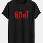 Goat Slogan Print Cotton Arc Hem T-Shirt