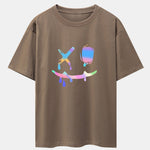 Colorful Smiley Face Print Drop Shoulder Oversize T-Shirt