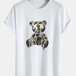 Camouflage Bear Print Cotton Arc Hem T-Shirt