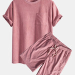 Corduroy Oversize T-shirt With Pocket & Shorts