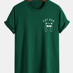 Regular Fit Cat Dad Wearing Glasses Print Cotton T-Shirt