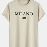 Milano Slogan Print Cotton Arc Hem T-Shirt