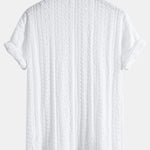Geometric Jacquard Textured Cuban Shirt & Linen Cotton Blend Shorts