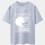 Hawaii Sun Palm Trees Print Drop Shoulder Oversize T-Shirt