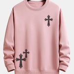 Ornamental Cross Print Relax Fit Sweatshirt