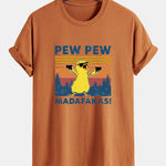 Regular Fit PEW PEW MADAFAKAS Duck Print Cotton T-Shirt