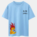 Fiery Cat Print Drop Shoulder Oversize T-Shirt