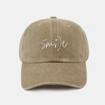 Keep Smiling Letter Casual Versatile Washed Cotton Baseball Cap