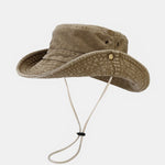 Washed Distressed Bucket Hat With Chin Strap