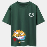 Graffiti Smiley Face Print Drop Shoulder Oversize T-Shirt