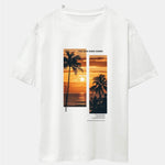 Palm Trees Landscape Slogan Print Oversize T-Shirt & Swim Shorts