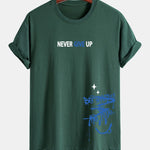 Regular Fit Never Give Up Smiley Face Print Cotton T-Shirt
