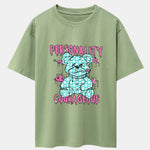 Dissolving Bear Slogan Print Drop Shoulder Oversize T-Shirt