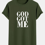 God Got Me Print Cotton Arc Hem T-Shirt