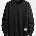 Textured Fabric Patchwork Crew Neck Sweatshirt