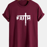 Regular Fit Faith Cross Print Cotton T-Shirt