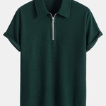 Muscle Fit Ribbed Half Zip Polo & Shorts