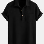 Waffle Polo Collar Shirt With Pocket