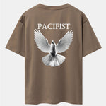Pacifist Dove Back Print Drop Shoulder Oversize T-Shirt