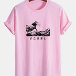 Regular Fit Waves Ukiyo-e Print Cotton T-Shirt