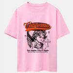 California Angel Print Drop Shoulder Oversize T-Shirt