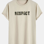 Camouflage Respect Print Cotton Arc Hem T-Shirt