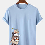 Cartoon Cat Print T-Shirt