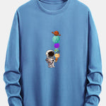 Long Sleeve Planet Astronaut Print Cotton T-Shirt