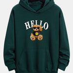 Hello Sunglasses Bear Print Relax Fit Hoodie