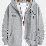 Cross Slogan Print Relax Fit Zip Hoodie