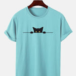Black Cat Print T-Shirt