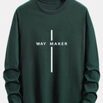 Long Sleeve Way Maker Stripe Print Cotton T-Shirt