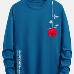 Long Sleeve Rose Slogan Print Cotton T-Shirt