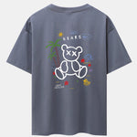 Bear On Vacation Print Drop Shoulder Oversize T-Shirt