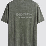 Slogan Print Washed Distressed Drop Shoulder T-Shirt