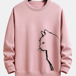 Cat Silhouette Print Relax Fit Sweatshirt