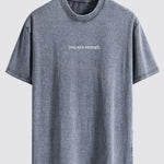 Slogan Print Washed Distressed Drop Shoulder T-Shirt