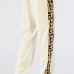 Bear Print Patchwork Straight Leg Pants